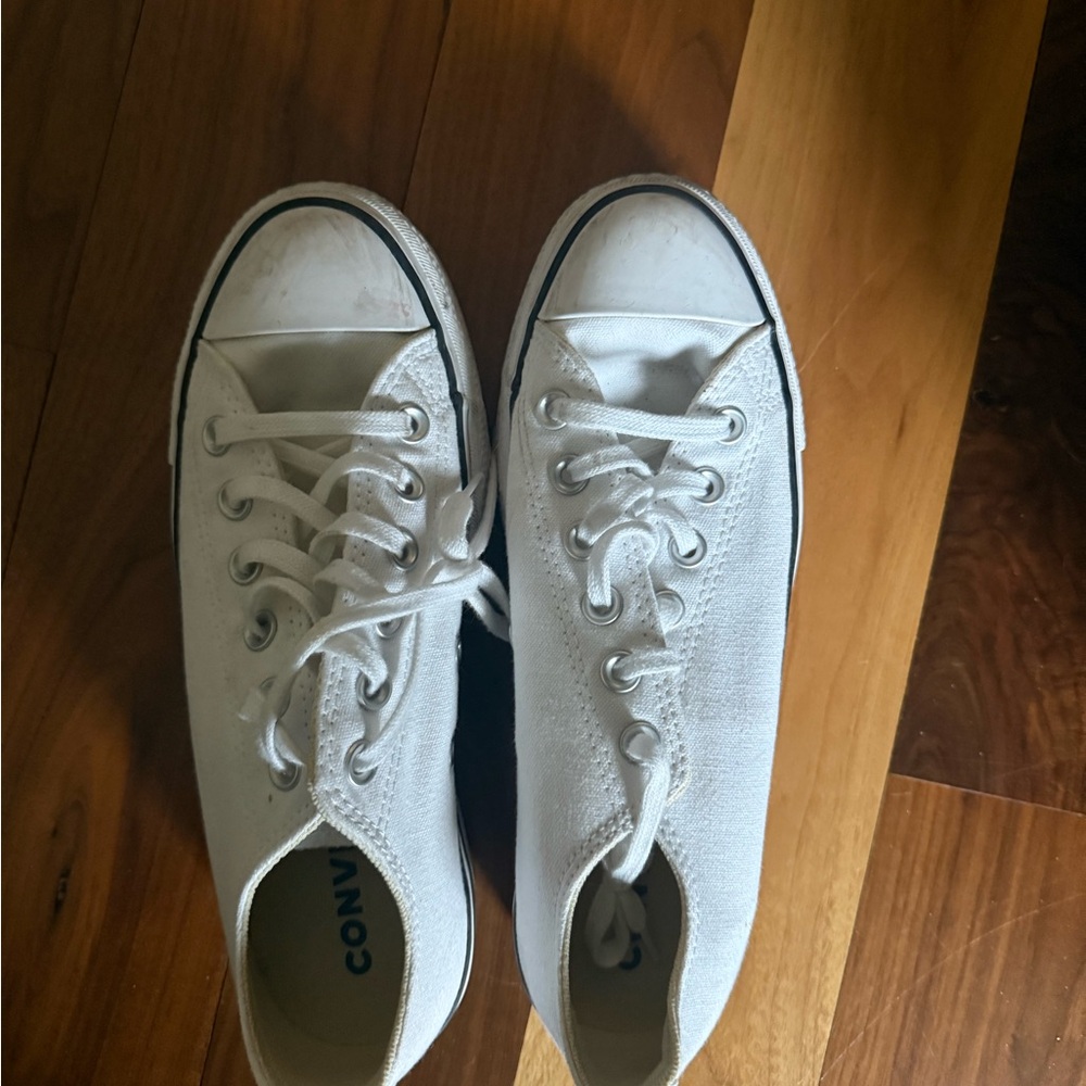 Converse White Canvas Lace-Up Sneakers